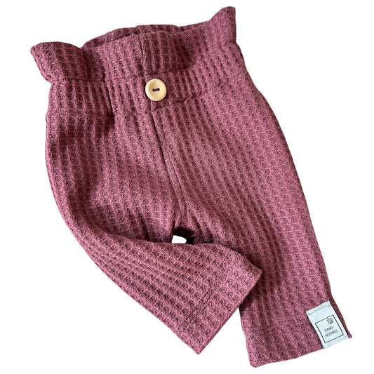 Leggins Waffelstrick Brombeer  mit Paperbag Gummibund