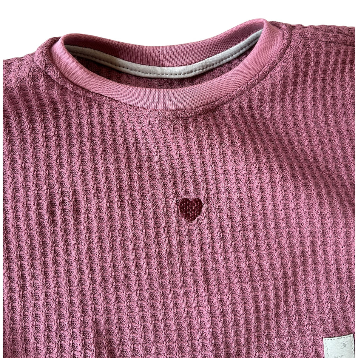 Pullover langaermlig Waffelstrick mit gesticktem Herzchen brombeer oversized