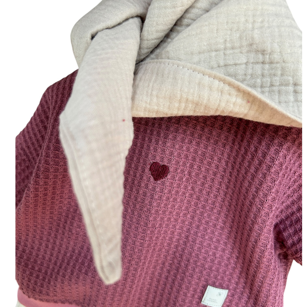 Pullover langaermlig Waffelstrick mit gesticktem Herzchen brombeer oversized