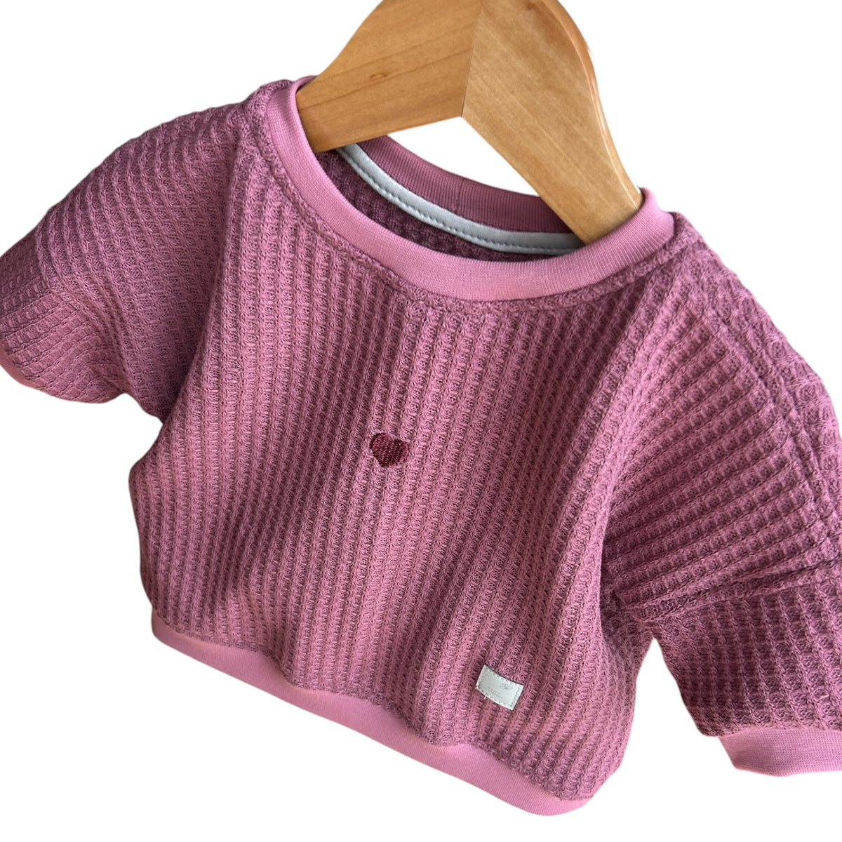 Pullover langaermlig Waffelstrick mit gesticktem Herzchen brombeer oversized