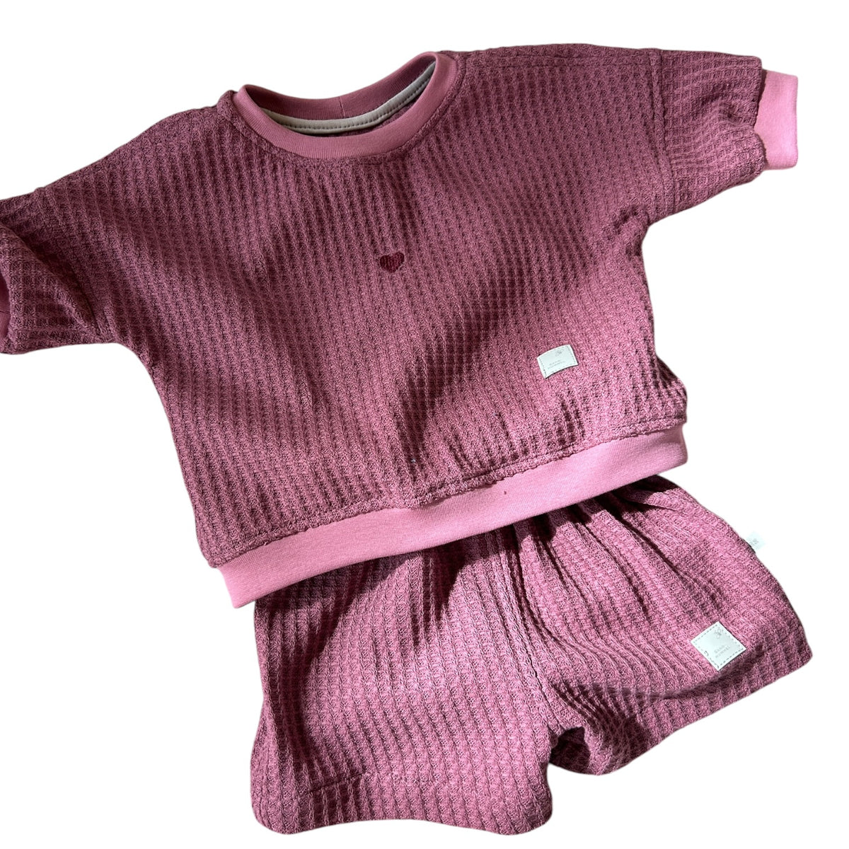 Pullover langaermlig Waffelstrick mit gesticktem Herzchen brombeer oversized