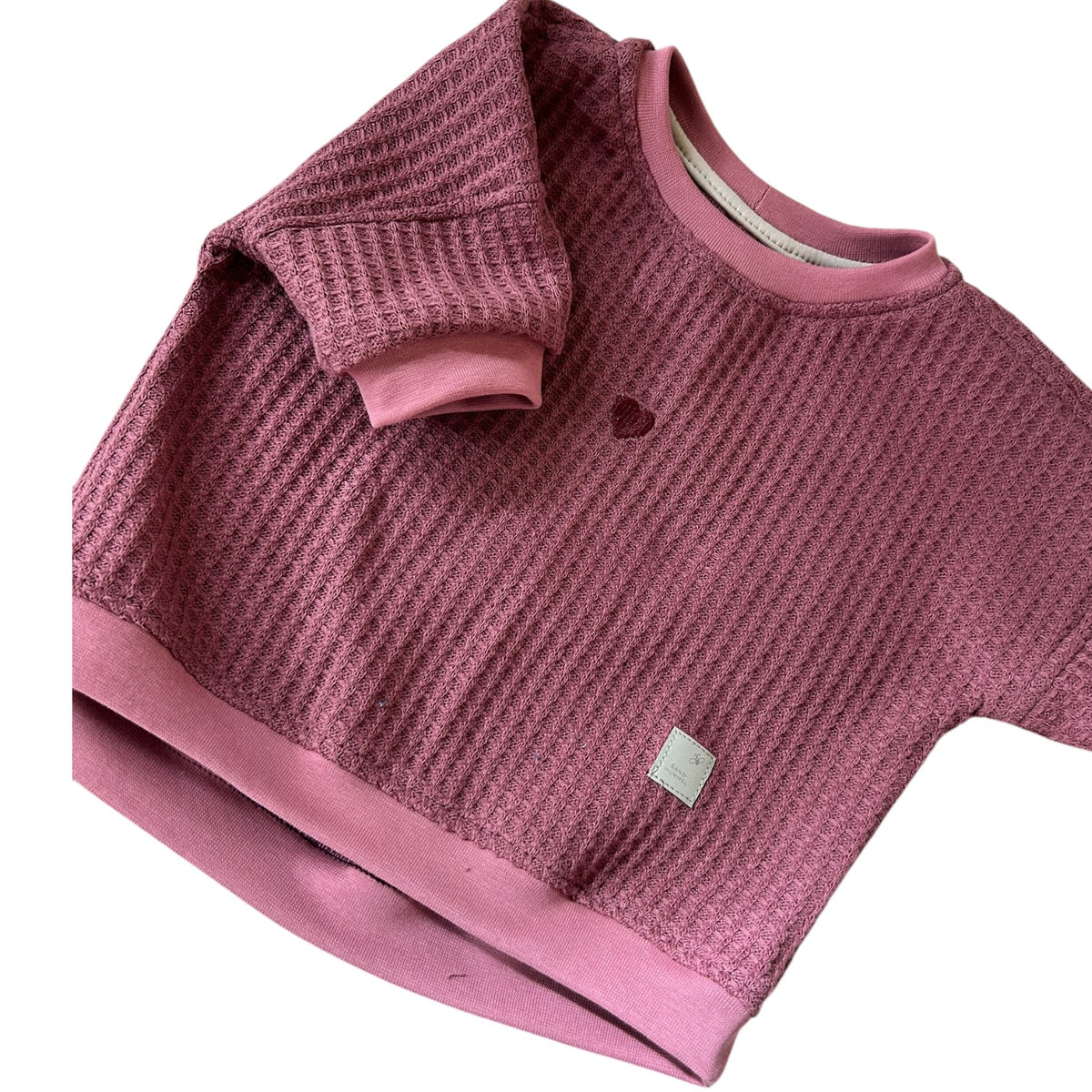 Pullover langaermlig Waffelstrick mit gesticktem Herzchen brombeer oversized
