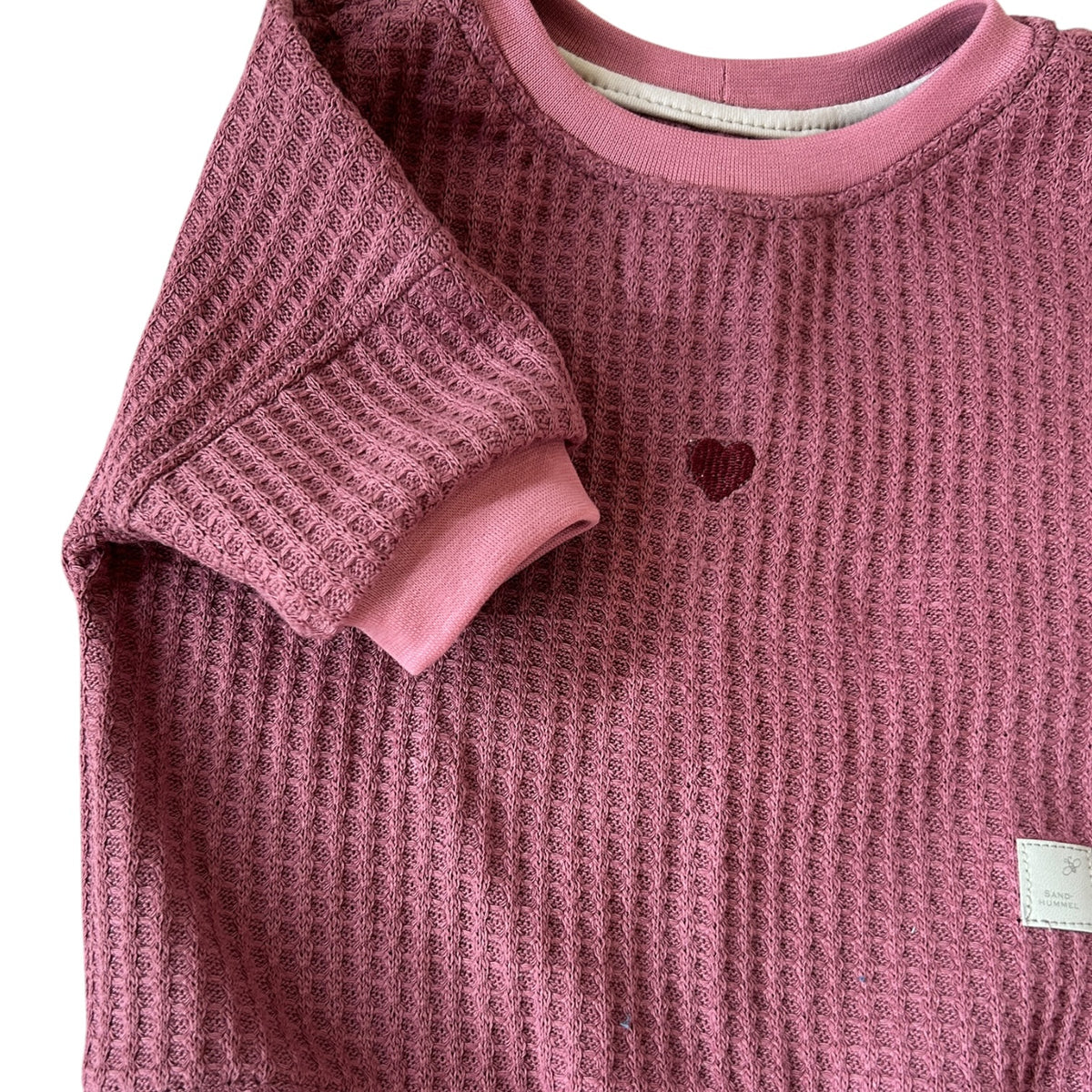 Pullover langaermlig Waffelstrick mit gesticktem Herzchen brombeer oversized