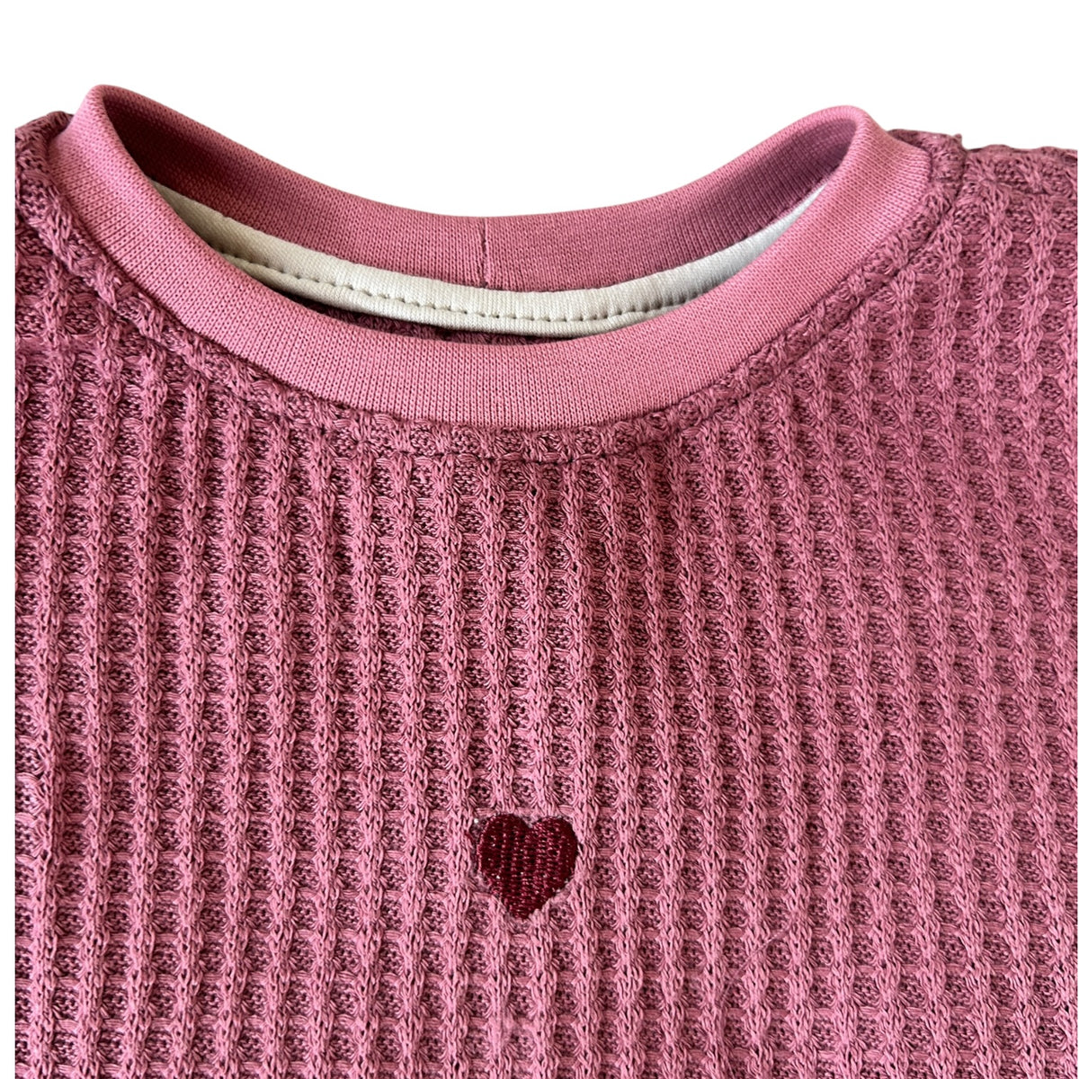 Pullover langaermlig Waffelstrick mit gesticktem Herzchen brombeer oversized