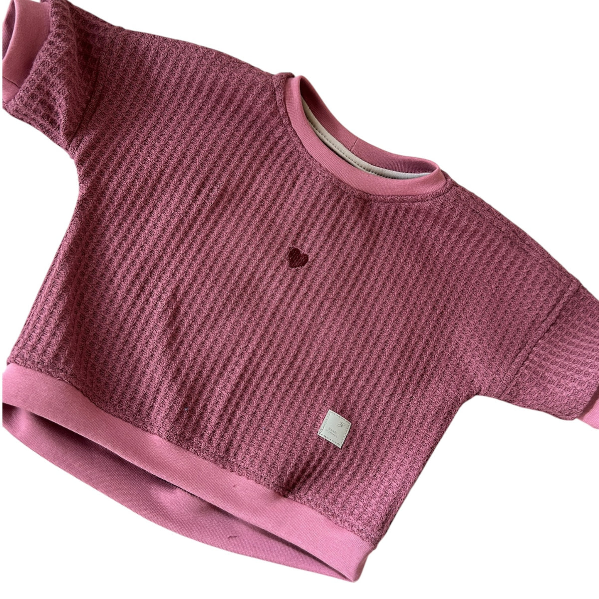 Pullover langaermlig Waffelstrick mit gesticktem Herzchen brombeer oversized