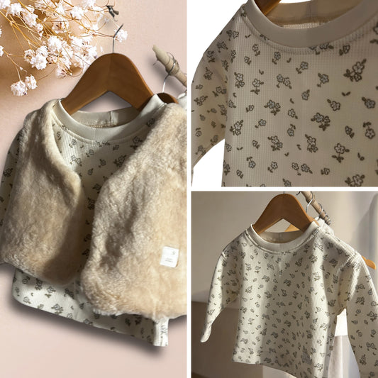 Weste Baumwoll-Teddy-Plüsch gefüttert hellbeige