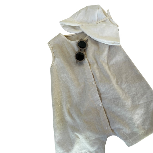 Sommerstrampler Leinen hellbeige