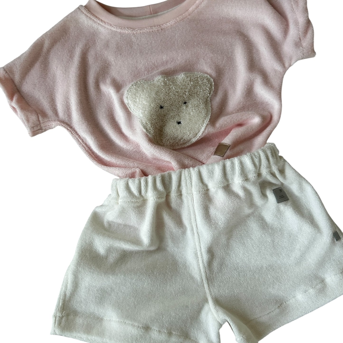 Shirt Strickfrottee zartrosa Applikation Bär
