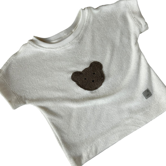 Shirt Strickfrottee wollweiss  Applikation Bär
