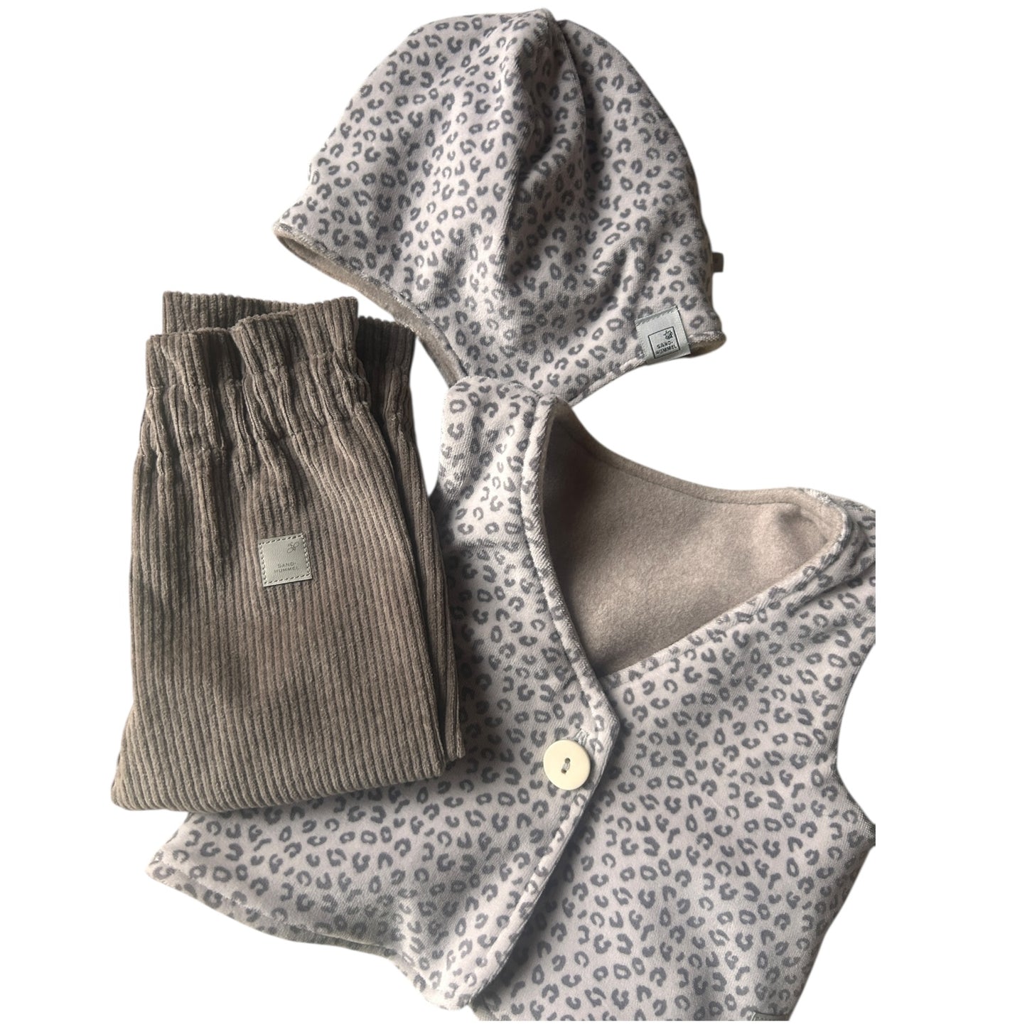 Hose lang Baumwoll-Breitcord taupe