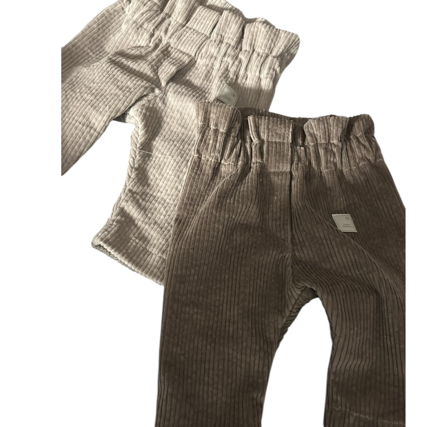 Hose lang Baumwoll-Breitcord taupe