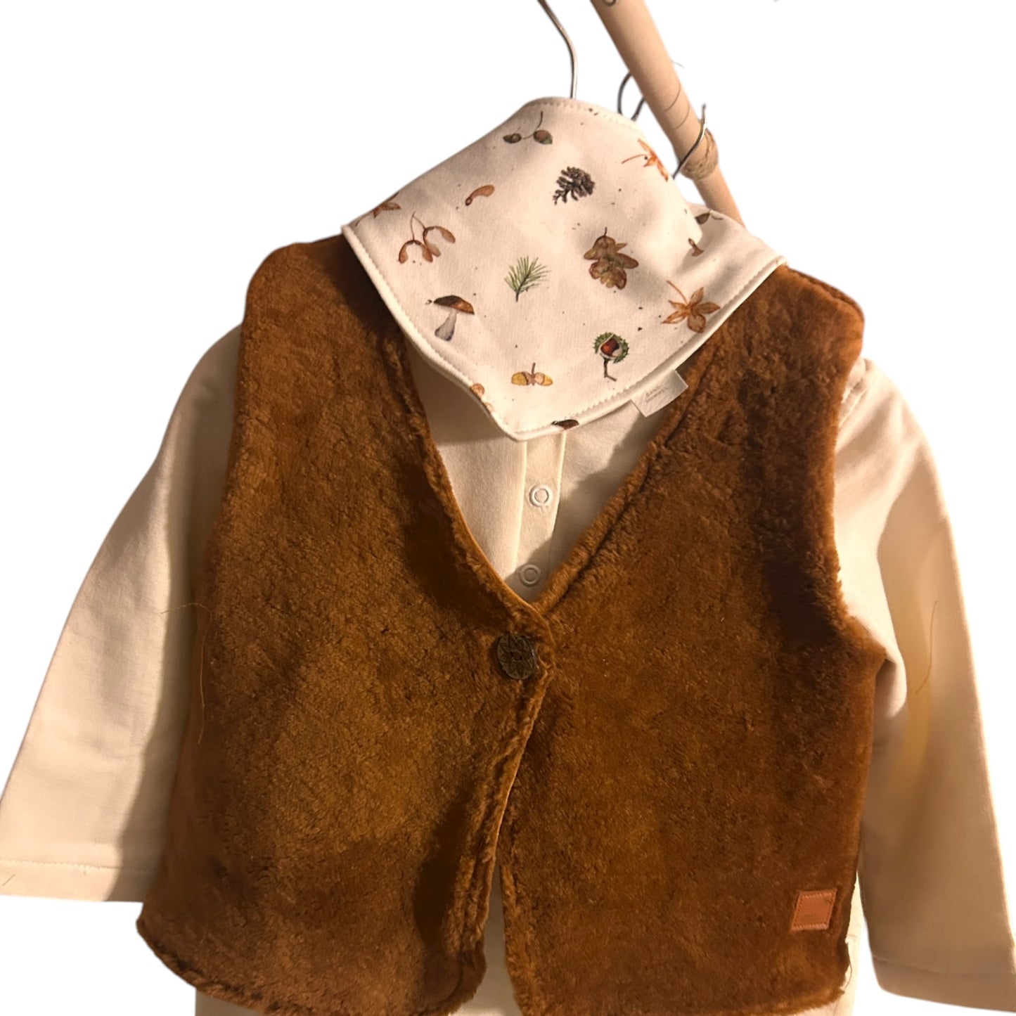 Weste Baumwoll-Teddy-Plüsch gefüttert braun