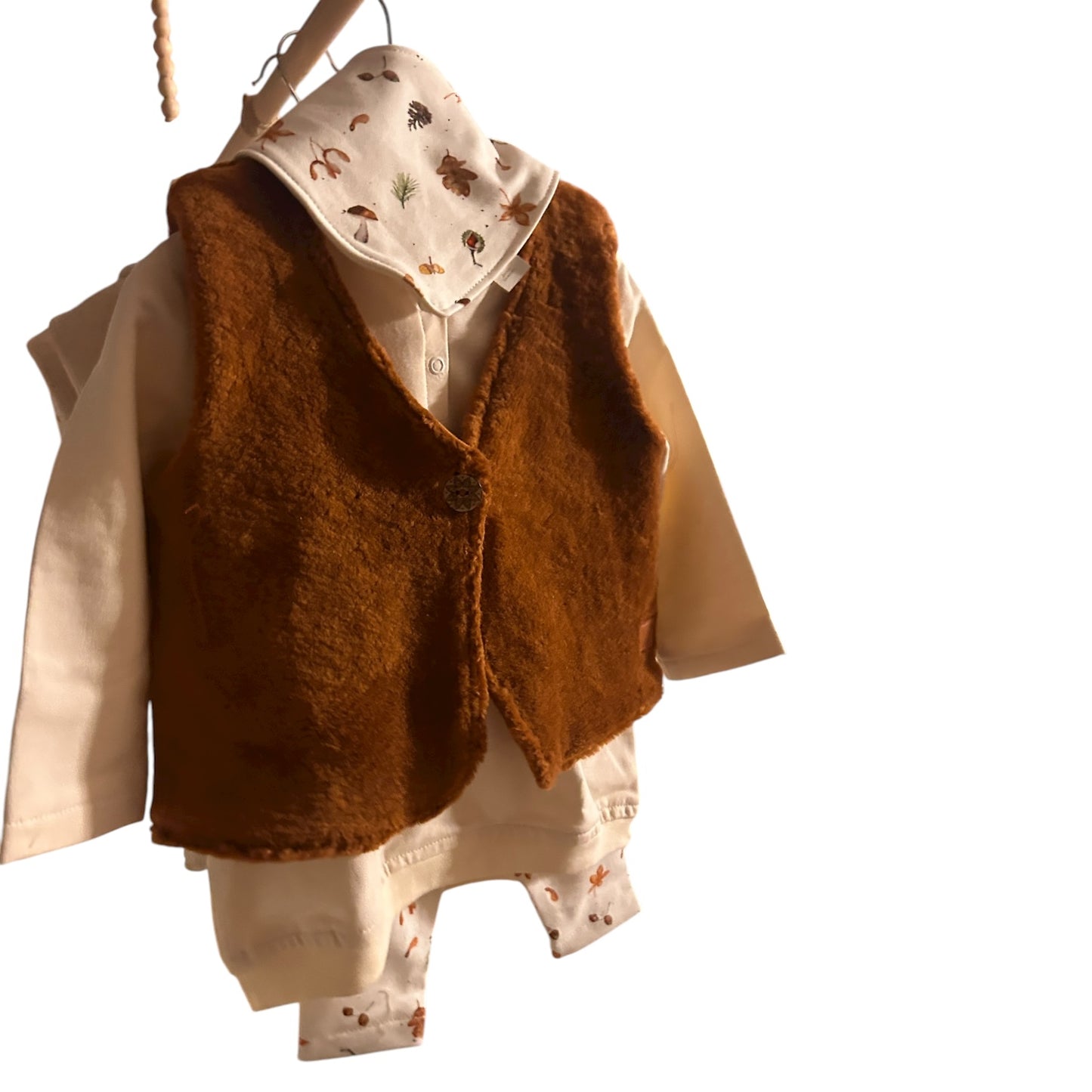 Weste Baumwoll-Teddy-Plüsch gefüttert braun