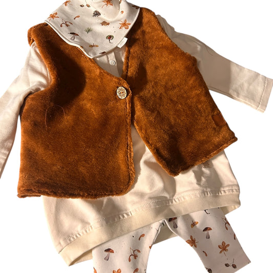 Weste Baumwoll-Teddy-Plüsch gefüttert braun