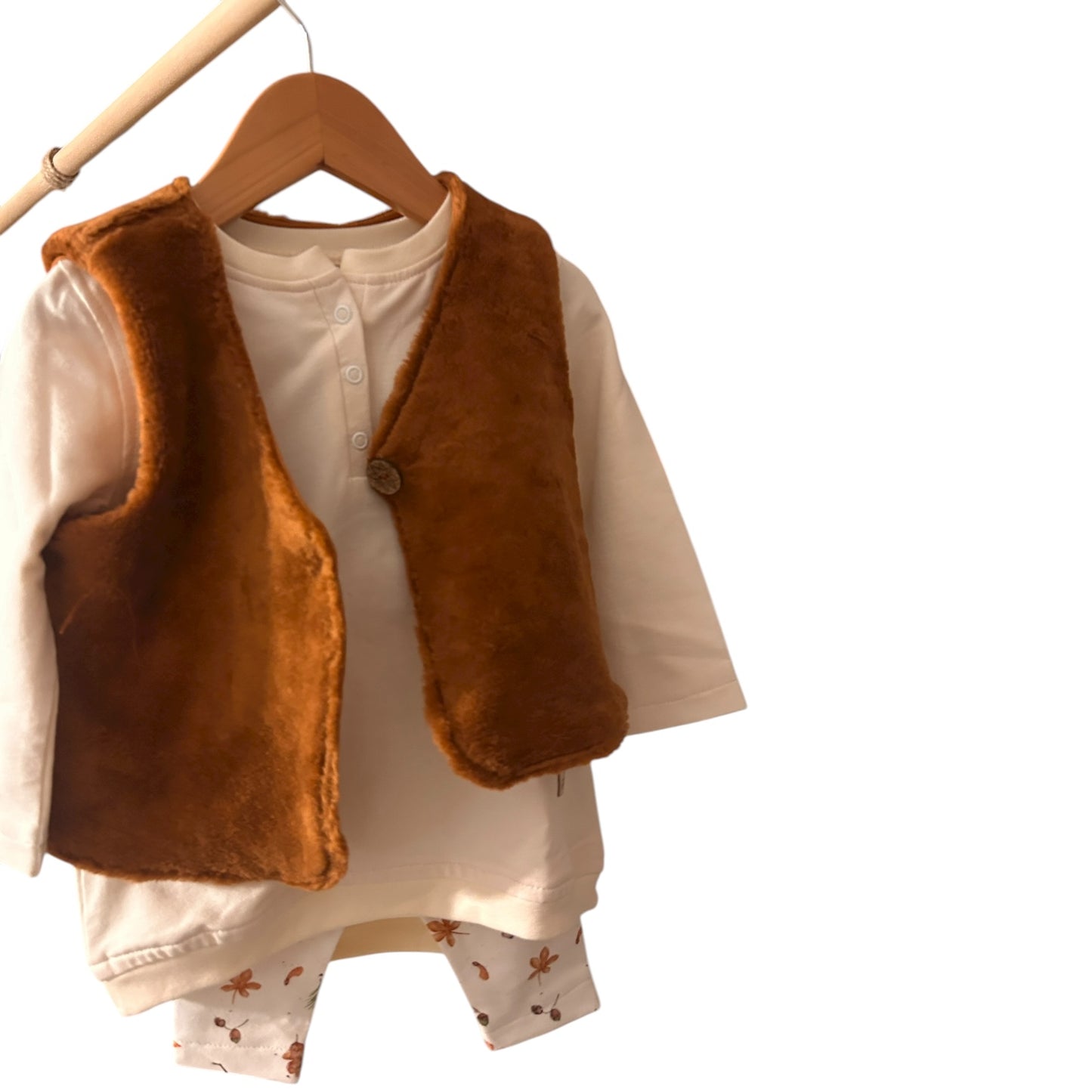 Weste Baumwoll-Teddy-Plüsch gefüttert braun