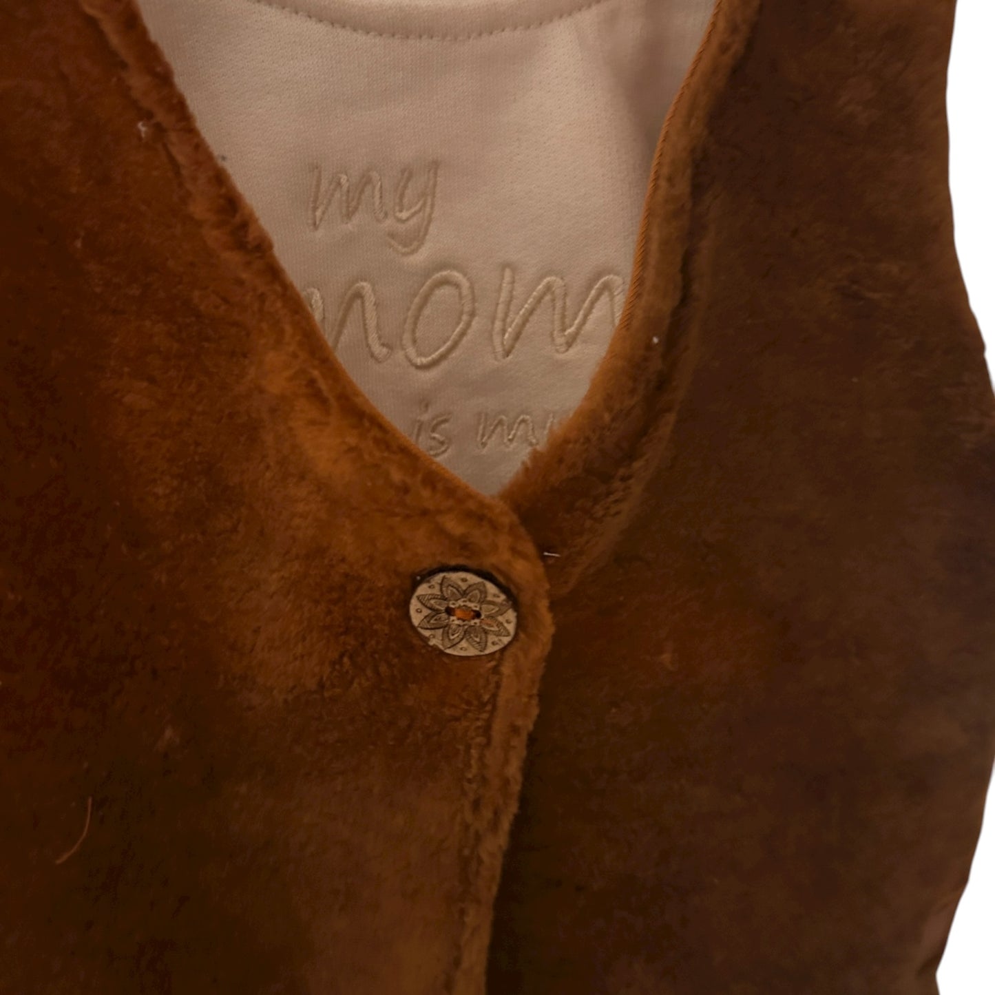 Weste Baumwoll-Teddy-Plüsch gefüttert braun