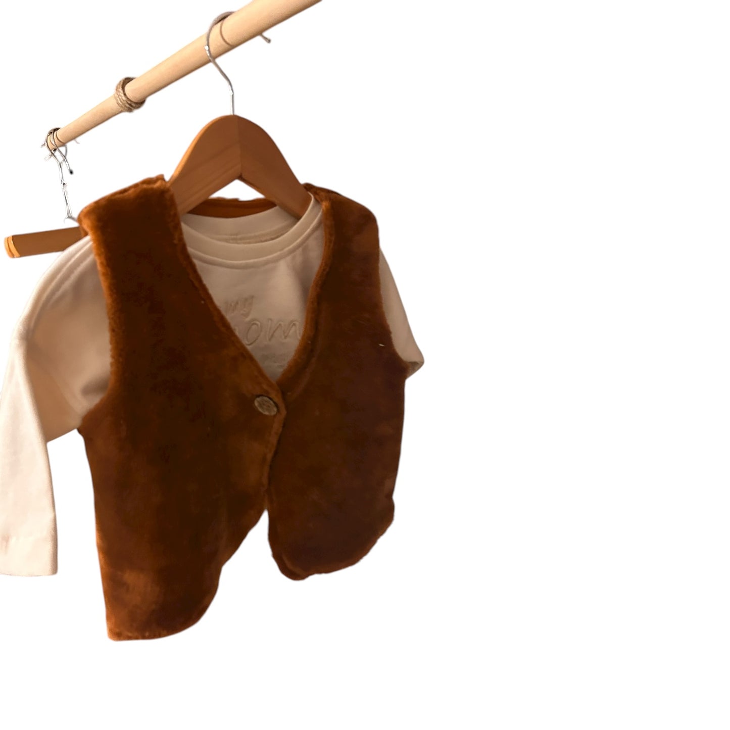 Weste Baumwoll-Teddy-Plüsch gefüttert braun