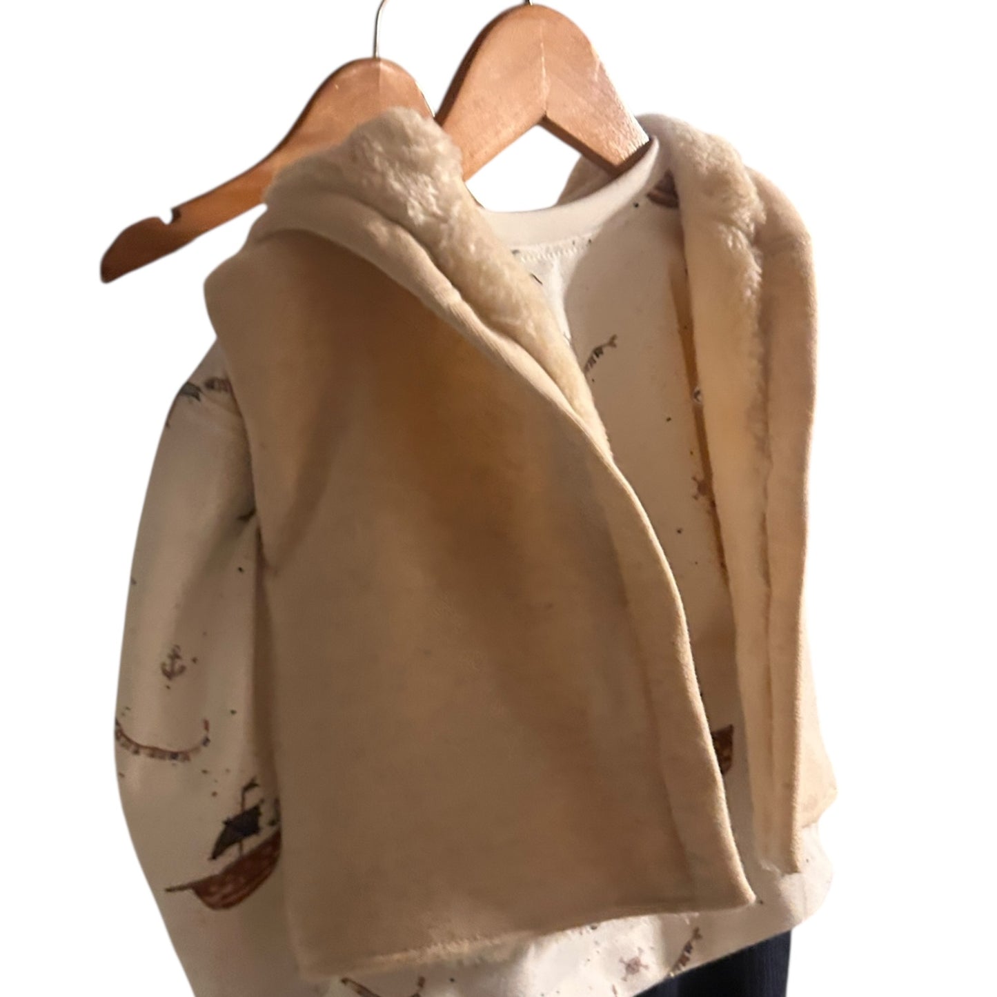 Kapuzen-Sweatweste  mit Teddypluesch gefüttert