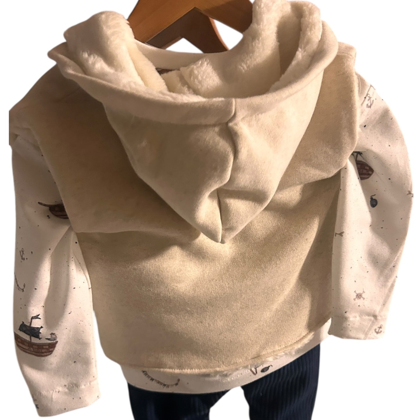 Kapuzen-Sweatweste  mit Teddypluesch gefüttert