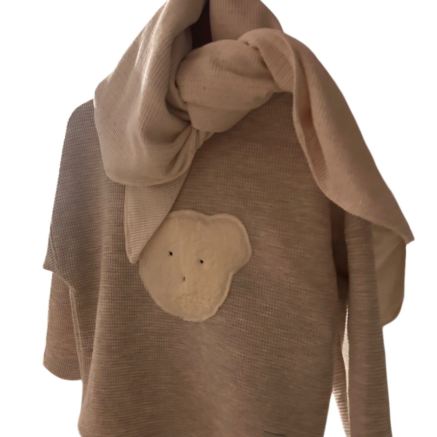 Pullover Waffeljersey macadamia mit Applikation