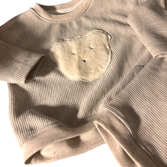 Pullover Waffeljersey macadamia mit Applikation