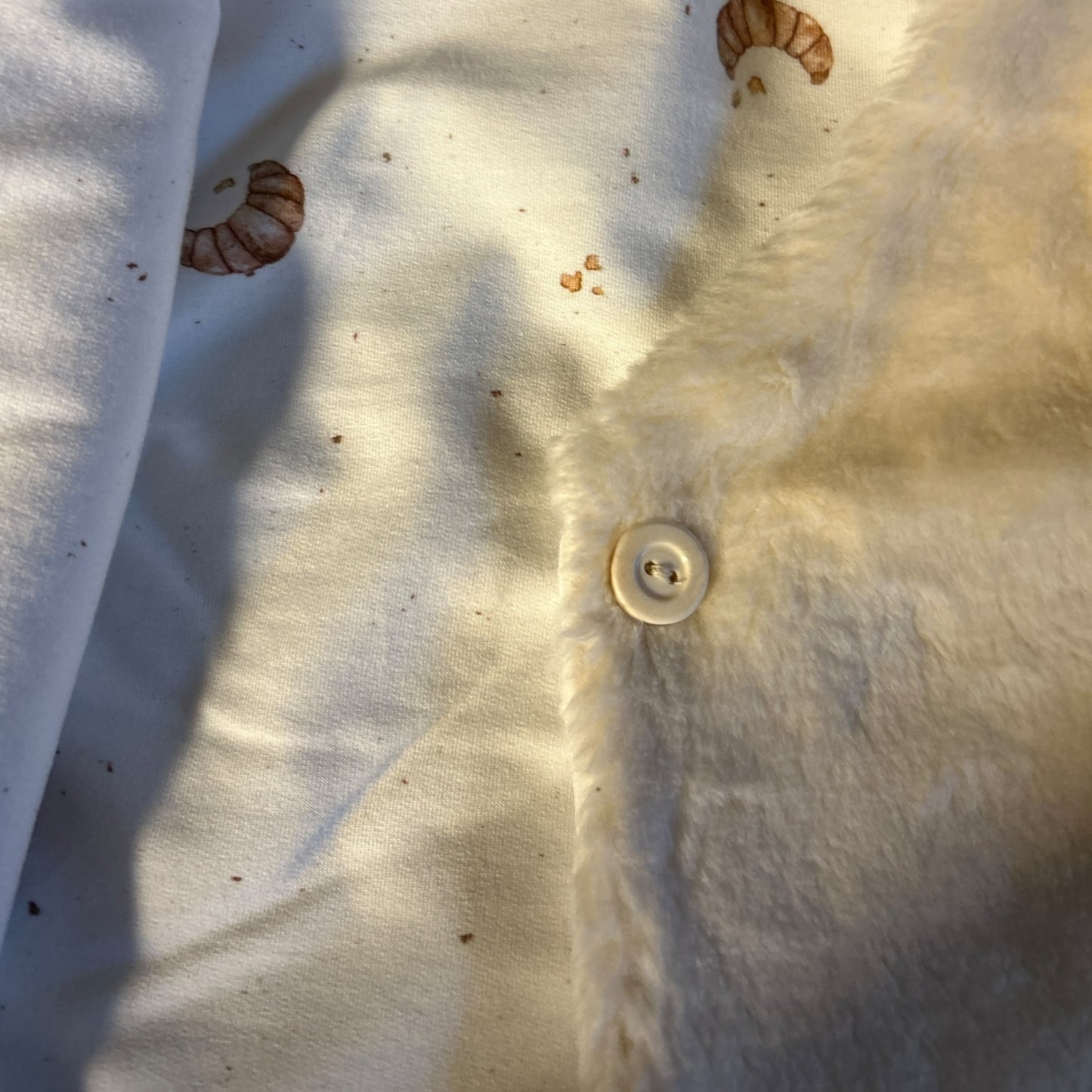 Weste Baumwoll-Teddy-Plüsch gefüttert hellbeige