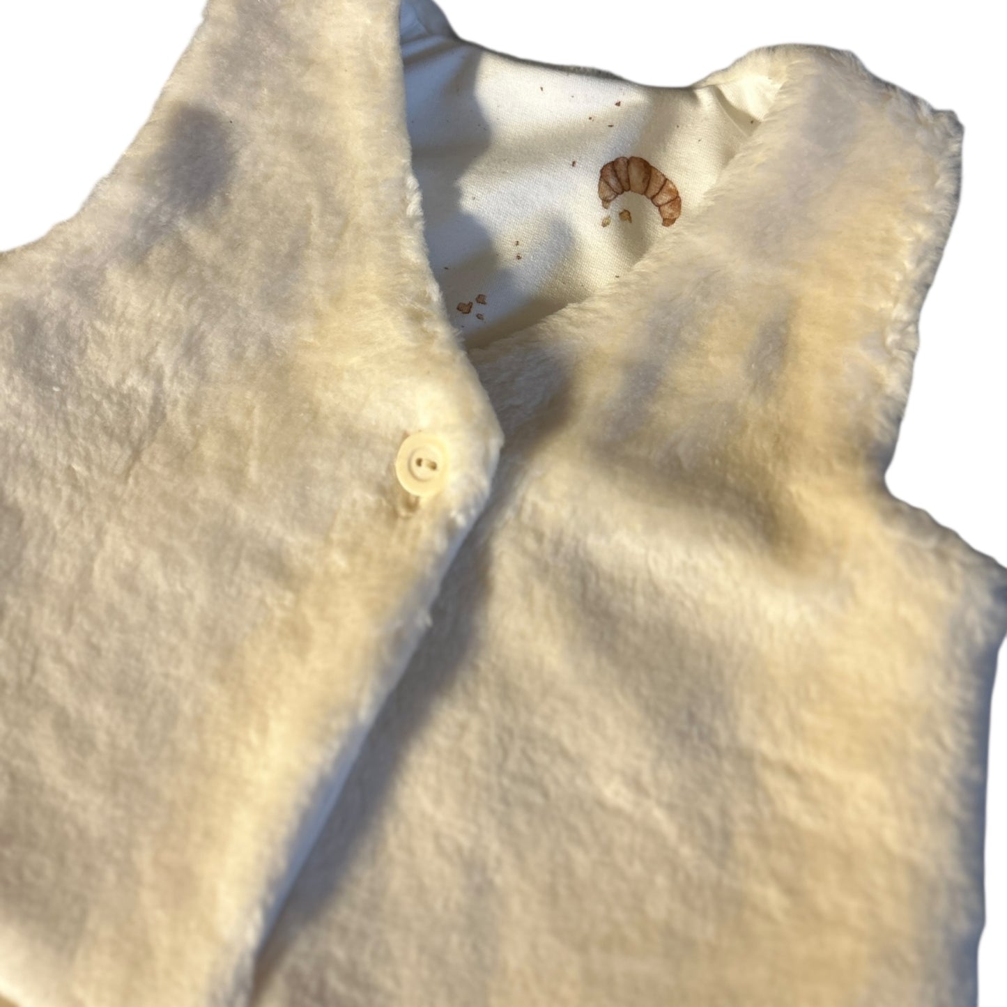 Weste Baumwoll-Teddy-Plüsch gefüttert hellbeige