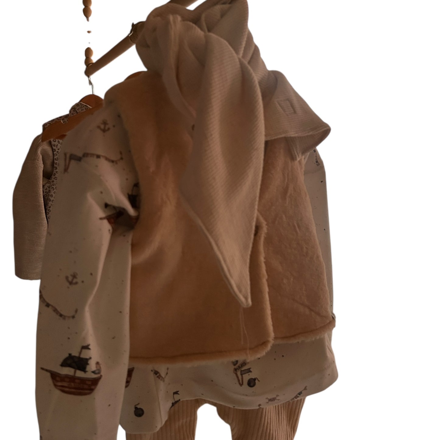 Weste Baumwoll-Teddy-Plüsch gefüttert beige - Nuance rosa