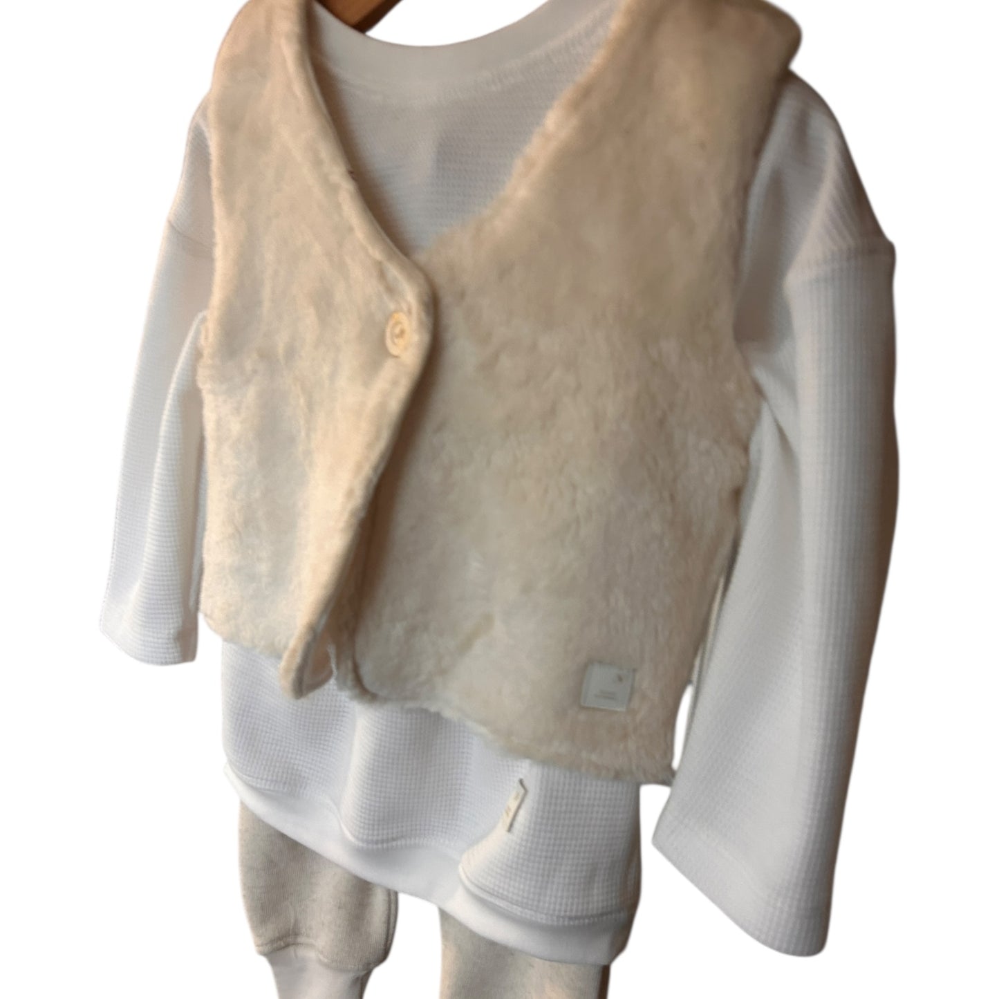 Pullover Waffeljersey weiß  mit Applikation Herz
