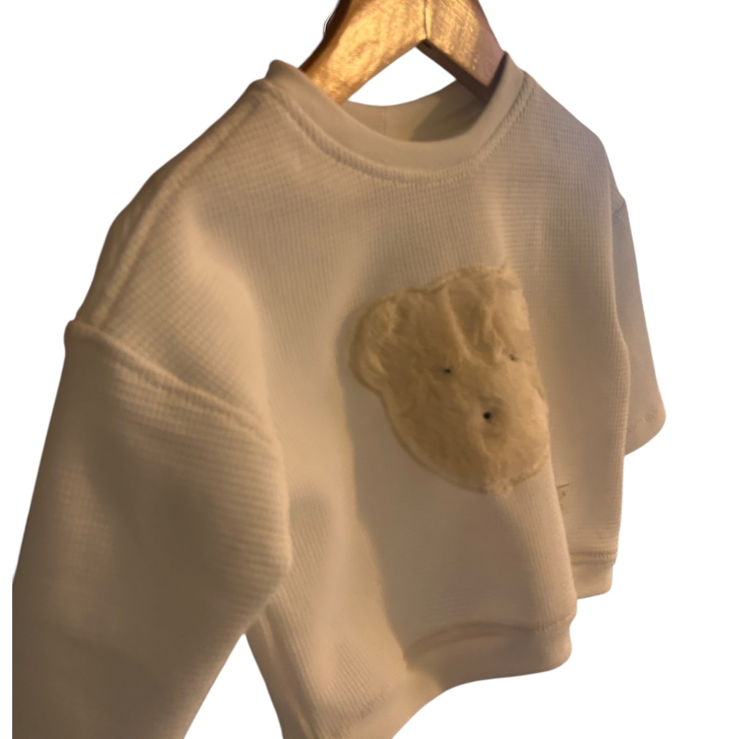 Pullover Waffeljersey weiß  mit Applikation Herz