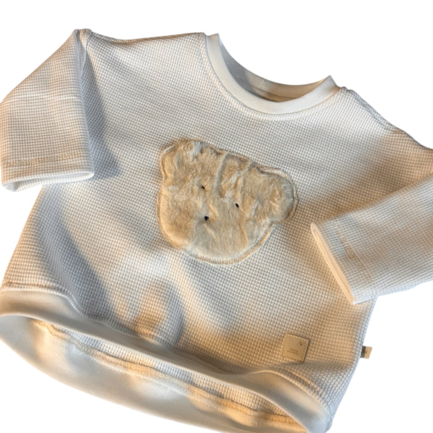 Pullover Waffeljersey weiß  mit Applikation Bär